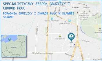 PORADNIA GRUŹLICY I CHORÓB PŁUC W SŁAWNIE - SPECJALISTYCZNY ZESPÓŁ GRUŹLICY I CHORÓB PŁUC - JEDNOŚCI NARODOWEJ 36,  SŁAWNO