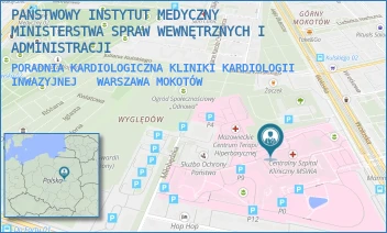 PORADNIA KARDIOLOGICZNA KLINIKI KARDIOLOGII INWAZYJNEJ  - PAŃSTWOWY INSTYTUT MEDYCZNY MINISTERSTWA SPRAW WEWNĘTRZNYCH I ADMINISTRACJI - WOŁOSKA 137,  WARSZAWA MOKOTÓW