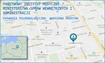PORADNIA PULMONOLOGICZNA - PAŃSTWOWY INSTYTUT MEDYCZNY MINISTERSTWA SPRAW WEWNĘTRZNYCH I ADMINISTRACJI - SANDOMIERSKA 5/7,  WARSZAWA MOKOTÓW